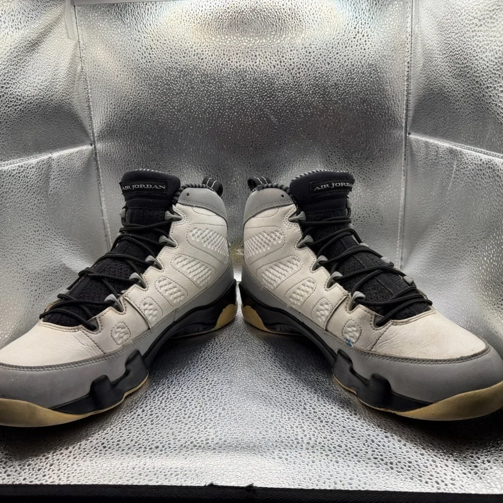 Size 10.5 Air Jordan 9 Retro Barons White Black Mid Top Mens Sneakers 302370-106